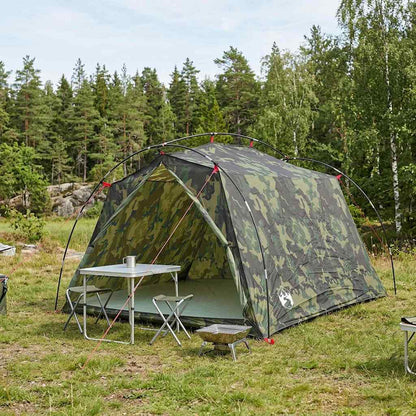 vidaXL Tunnel Tent 2-Person Camouflage 185T Polyester with PU Coating 1