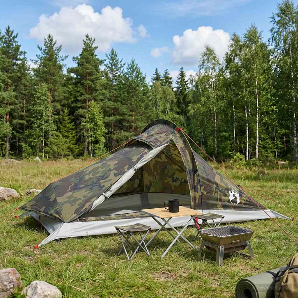 vidaXL Backpacking Tent 4-Person Camouflage 1