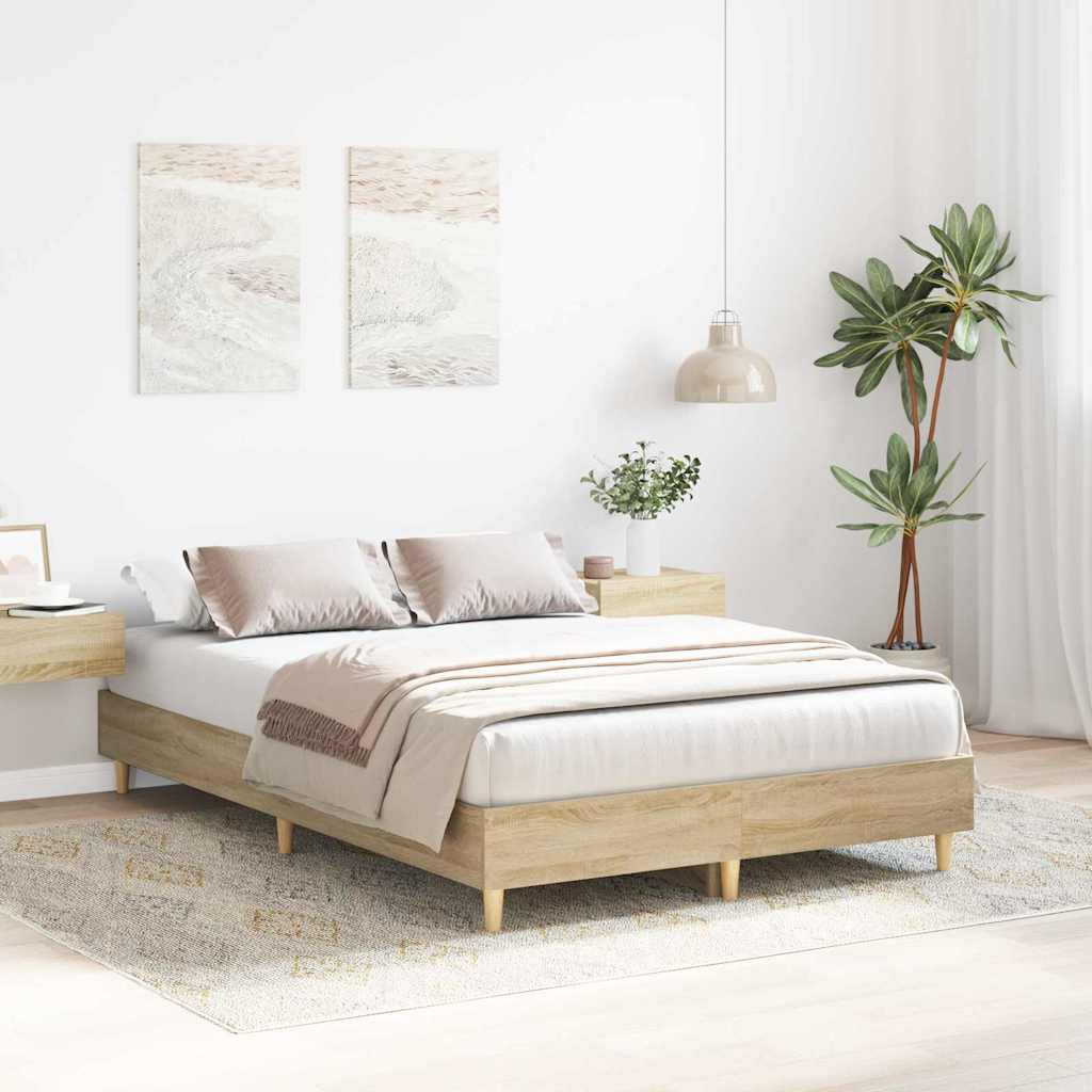 vidaXL Bed Frame No Mattress Engineered Wood Sonoma Oak