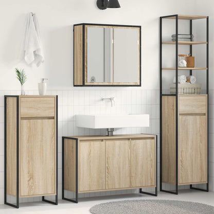 Bathroom Furniture Set 4 pcs Engineered Wood Sonoma oak 90 x 30 x 60 cm