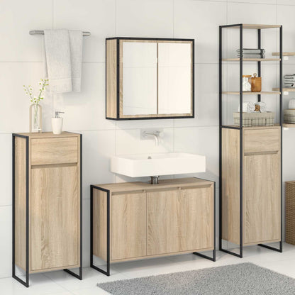 Bathroom Furniture Set 4 pcs Engineered Wood Sonoma oak 90 x 30 x 60 cm