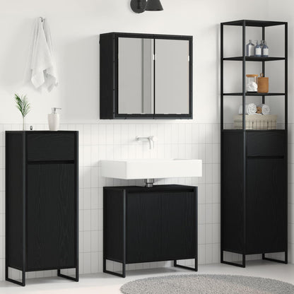 Bathroom Furniture Set 4 pcs Engineered Wood Black oak 60 x 30 x 60 cm