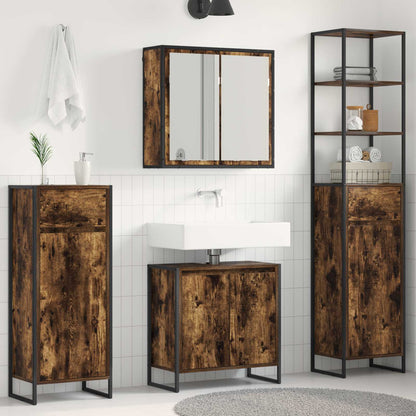 Bathroom Furniture Set 4 pcs Engineered Wood Smoked oak 60 x 30 x 60 cm