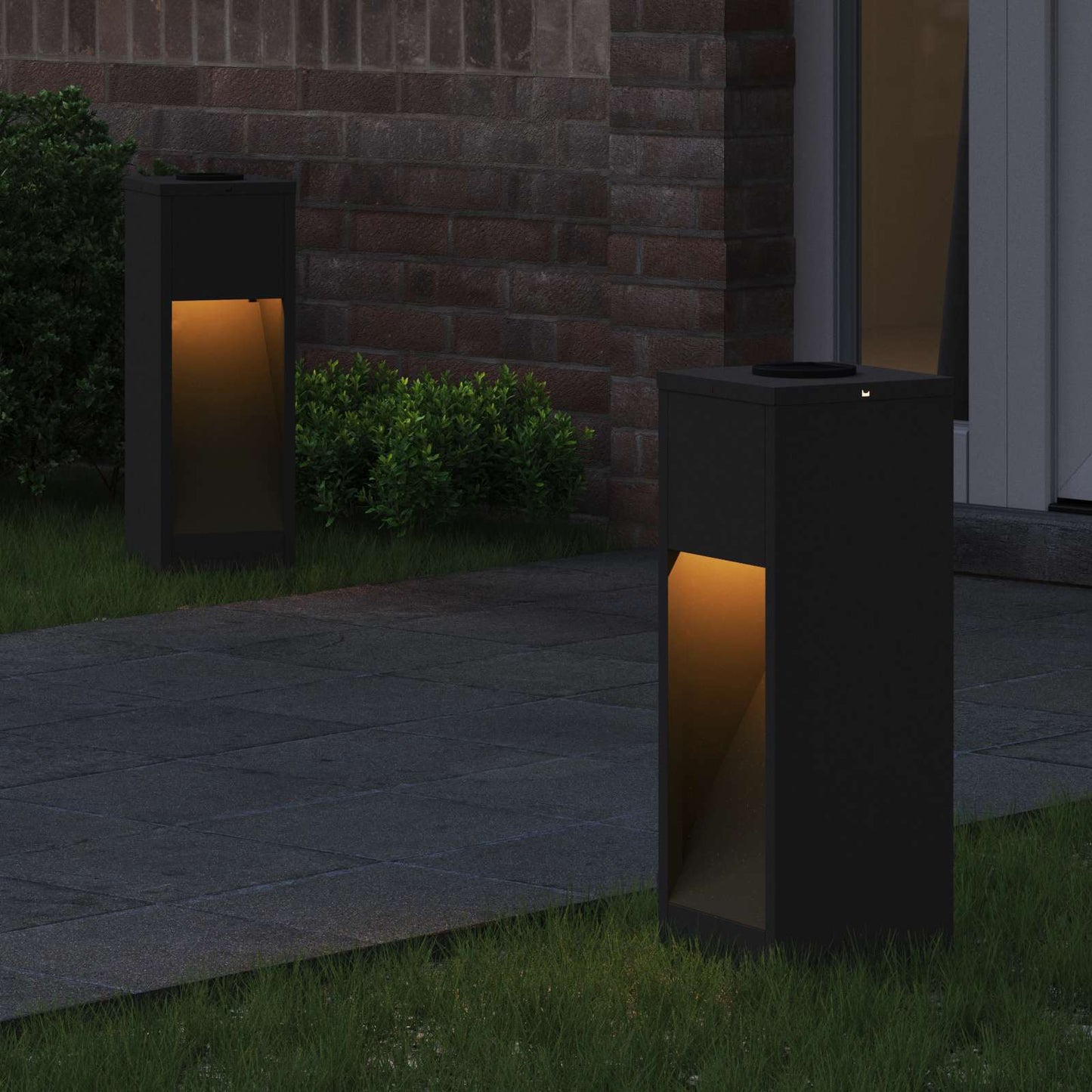 vidaXL Solar Led Pathway Light 2 pcs Warm White 18 x 18 x 50 cm 3