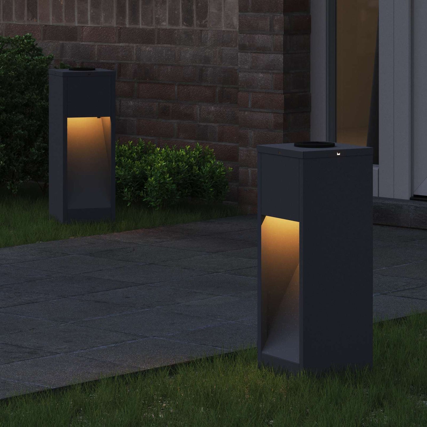 vidaXL Solar Led Pathway Light 2 pcs Warm White 18 x 18 x 50 cm 3