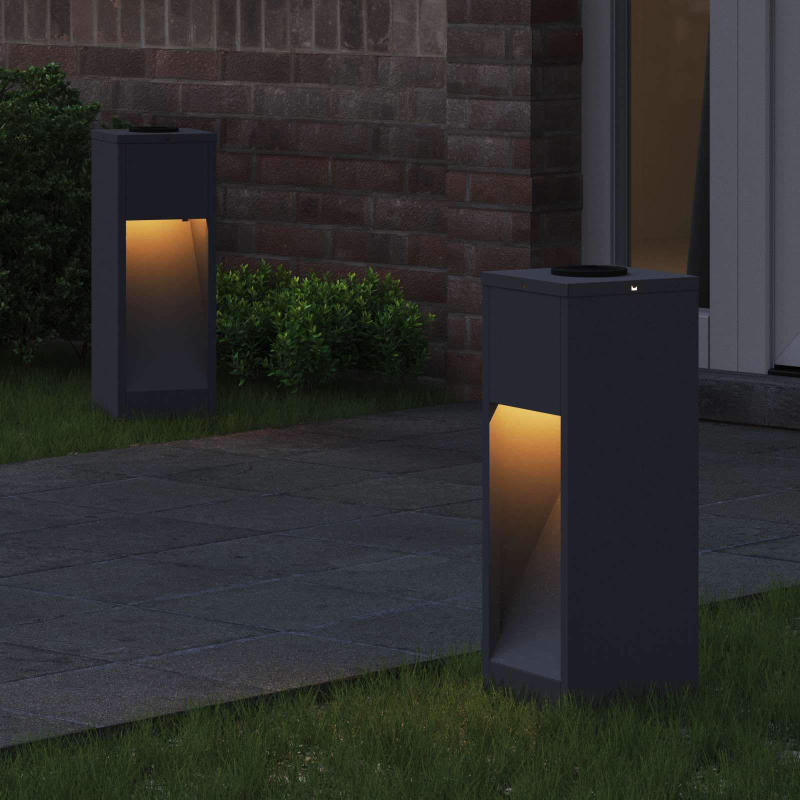 vidaXL Solar Led Pathway Light 2 pcs Warm White 18 x 18 x 50 cm 3
