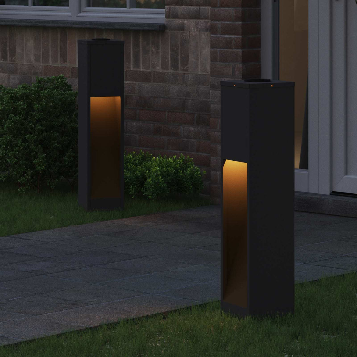 Solar Led Pathway Light 2 pcs Warm White Black 18 x 18 x 80 cm