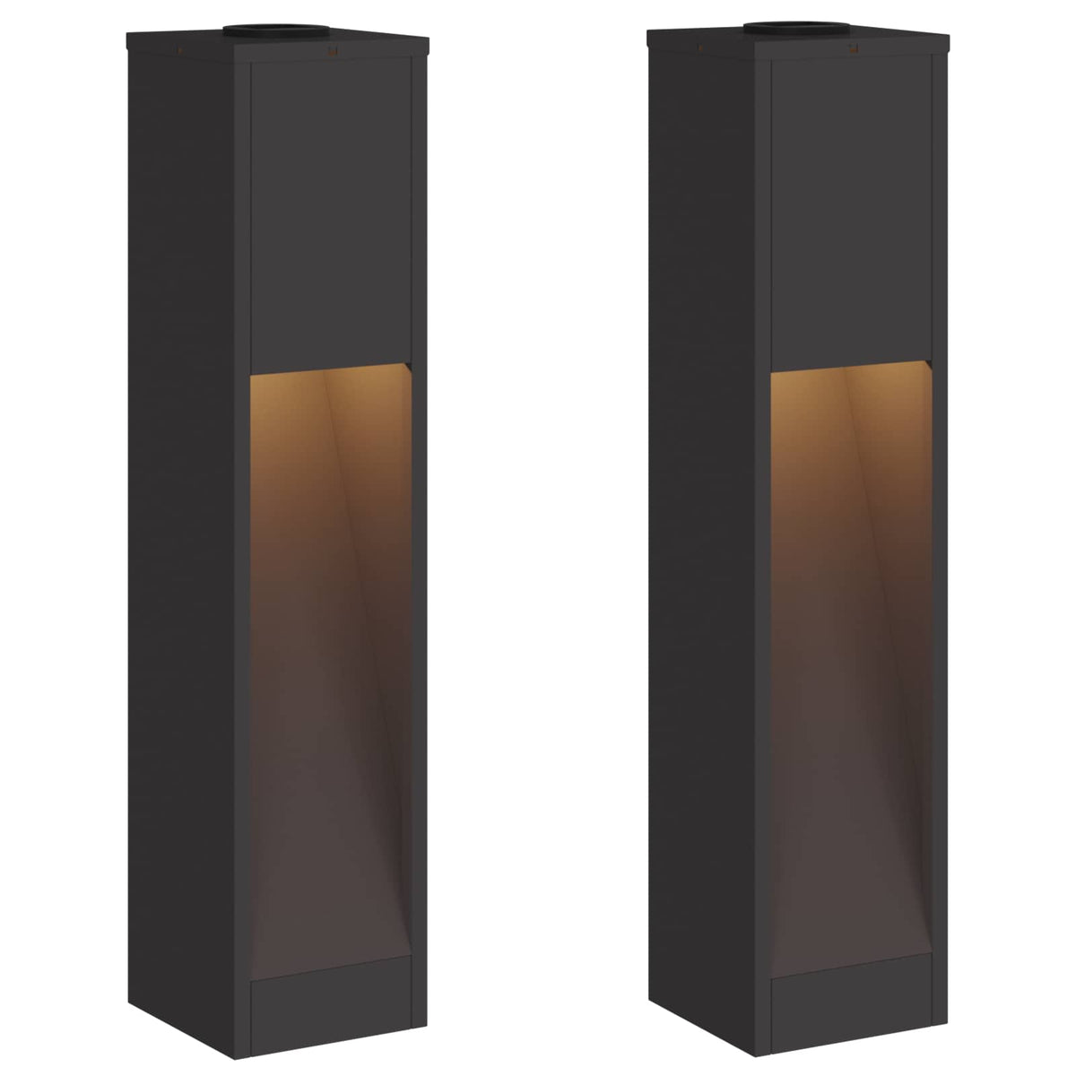 Solar Led Pathway Light 2 pcs Warm White Black 18 x 18 x 80 cm