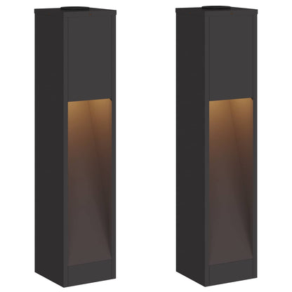 Solar Led Pathway Light 2 pcs Warm White Black 18 x 18 x 80 cm