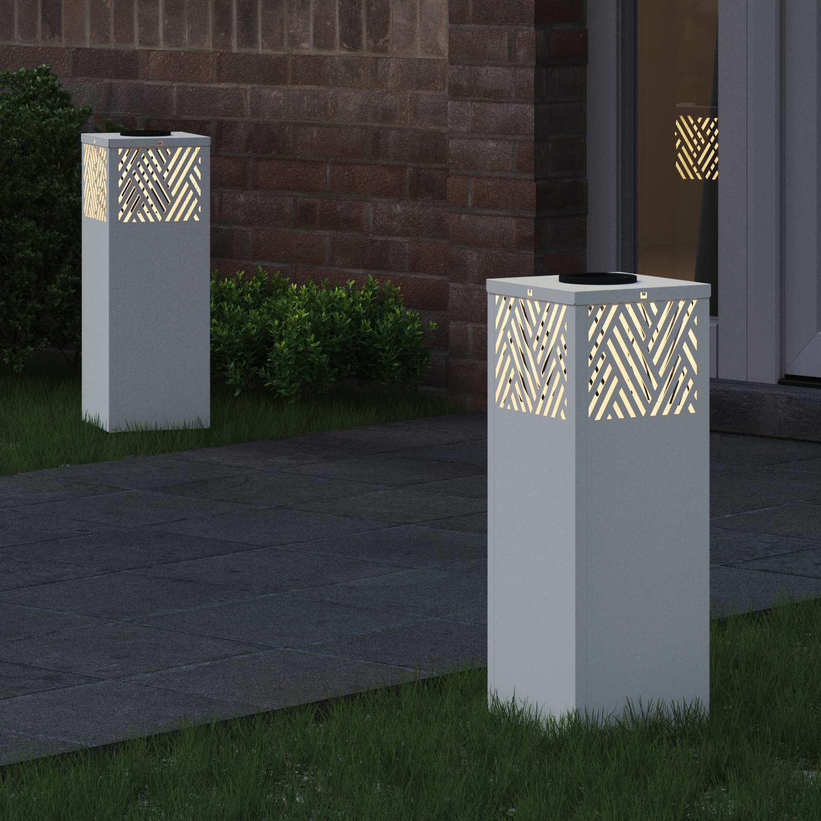 vidaXL Solar LED Pathway Light 2 pcs Warm White 18 x 18 x 50 cm 3