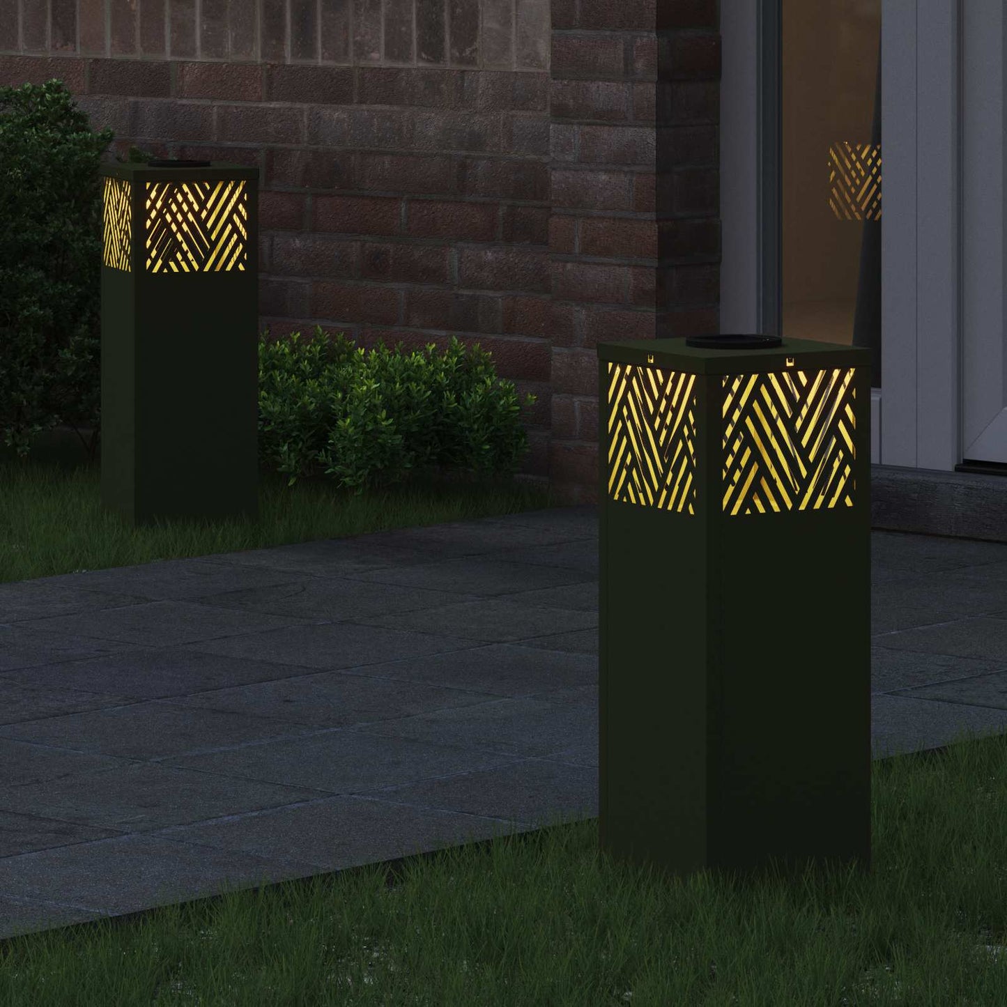 vidaXL Solar LED Pathway Light 2 pcs Warm White 18 x 18 x 50 cm 3