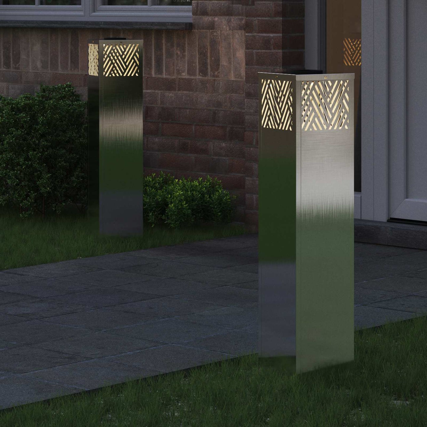 vidaXL Solar LED Pathway Light 2 pcs Warm White 18 x 18 x 80 cm 3