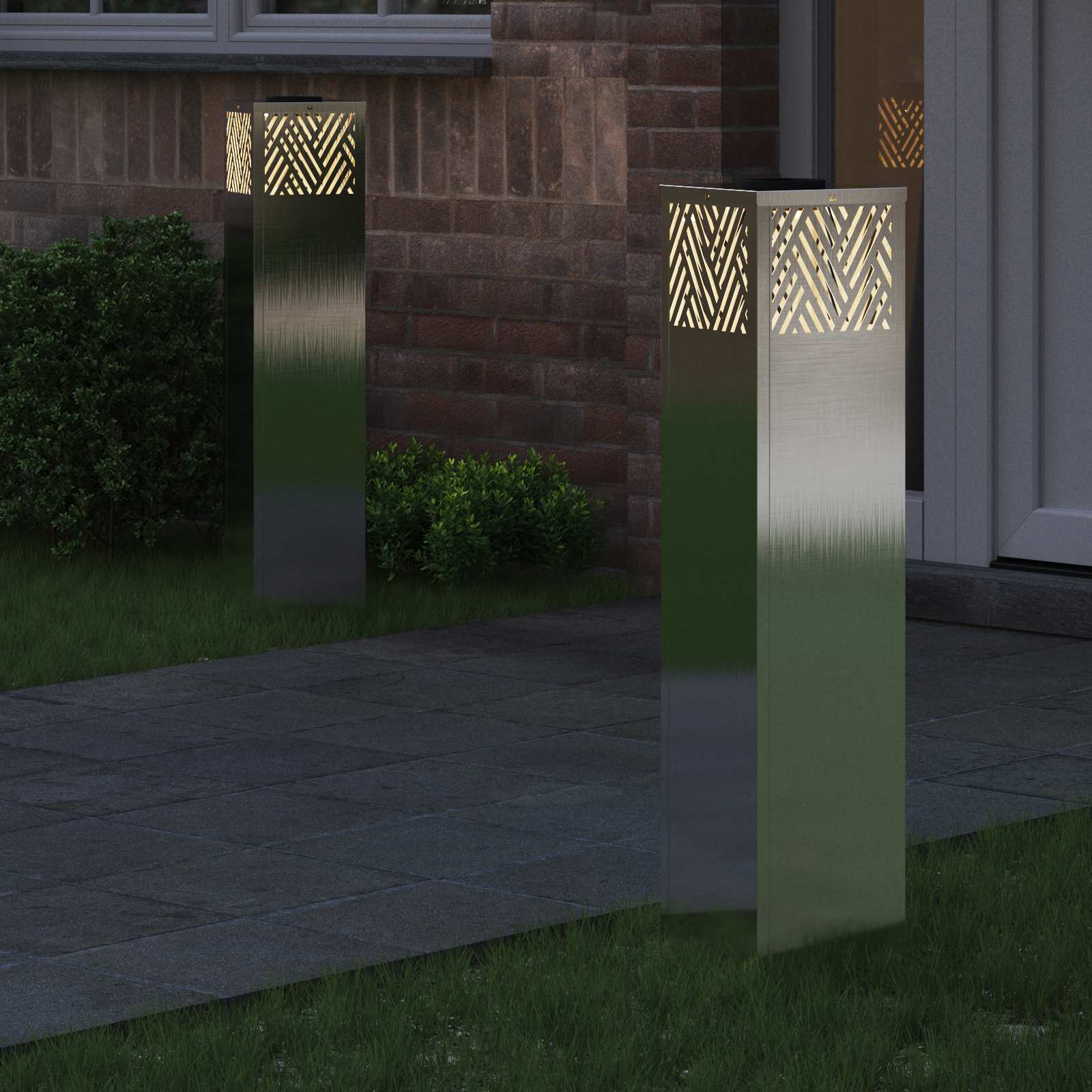 vidaXL Solar LED Pathway Light 2 pcs Warm White 18 x 18 x 80 cm 3