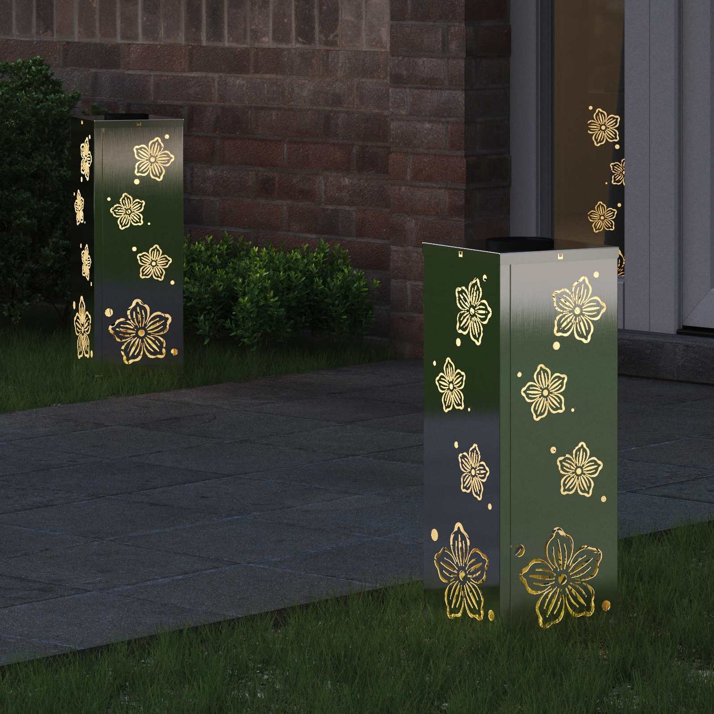 vidaXL Solar LED Pathway Light 2 pcs Warm White 18 x 18 x 50 cm 3