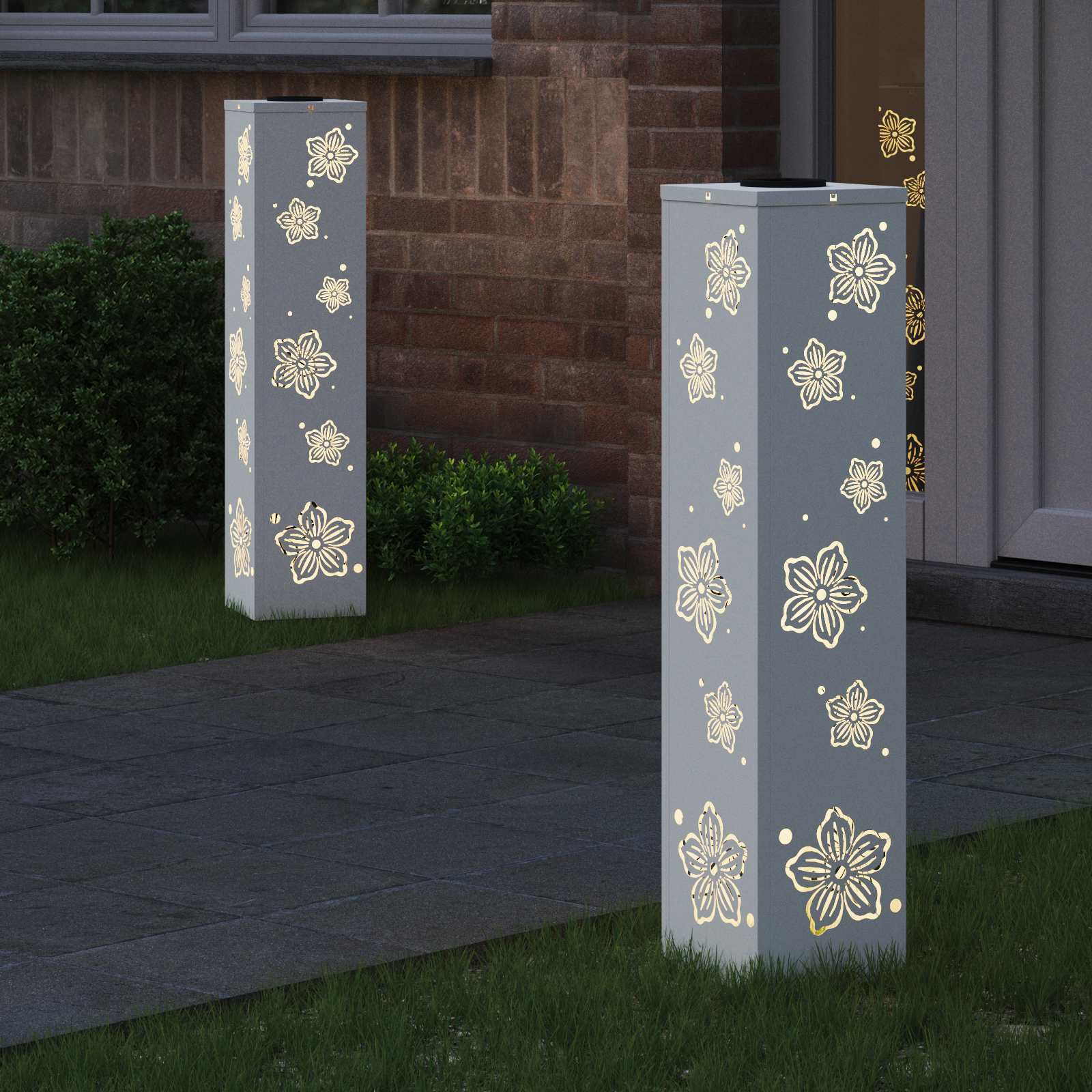 vidaXL Solar LED Pathway Light 2 pcs Warm White 18 x 18 x 80 cm 3