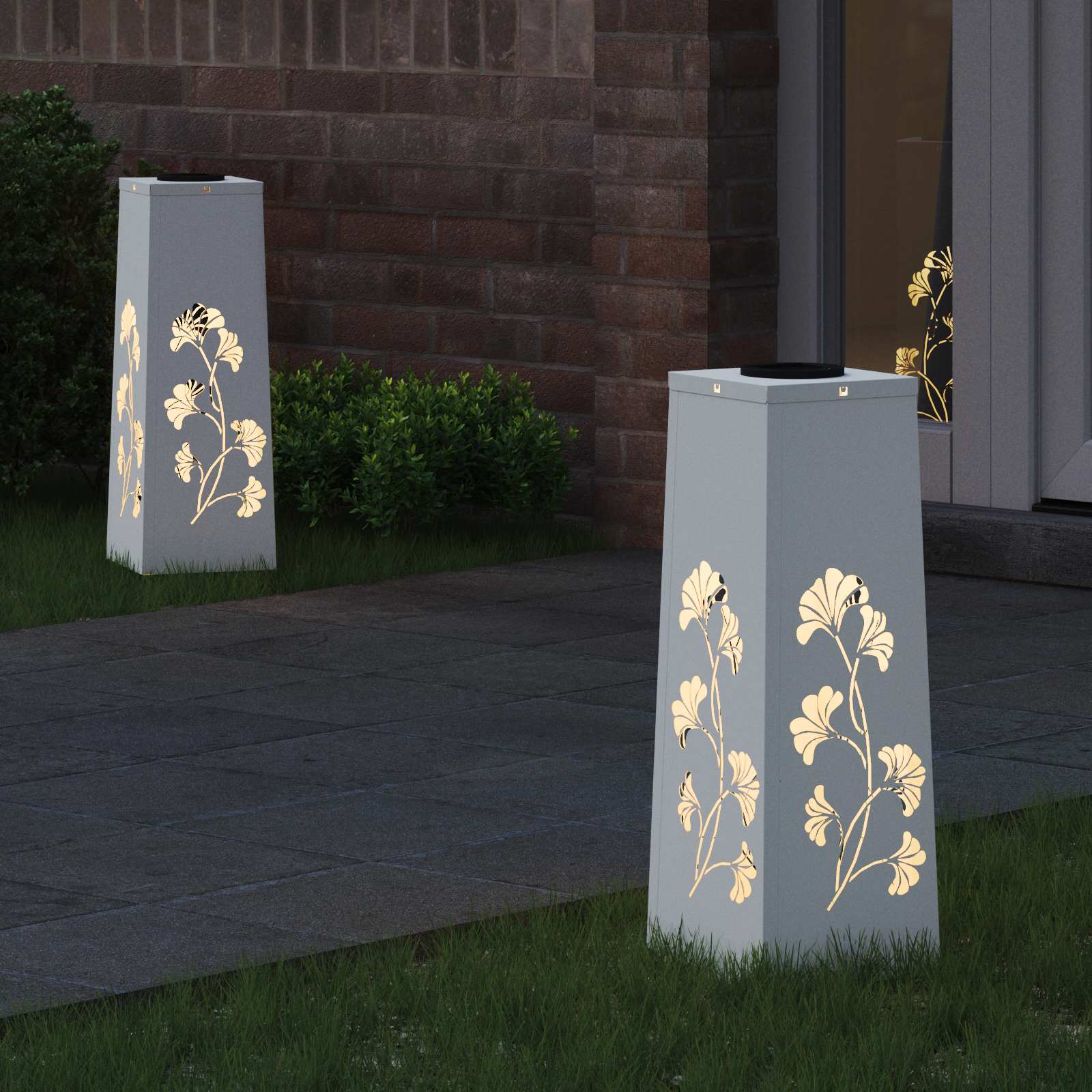 vidaXL Solar LED Pathway Light 2 pcs Warm White 18 x 18 x 50 cm 3