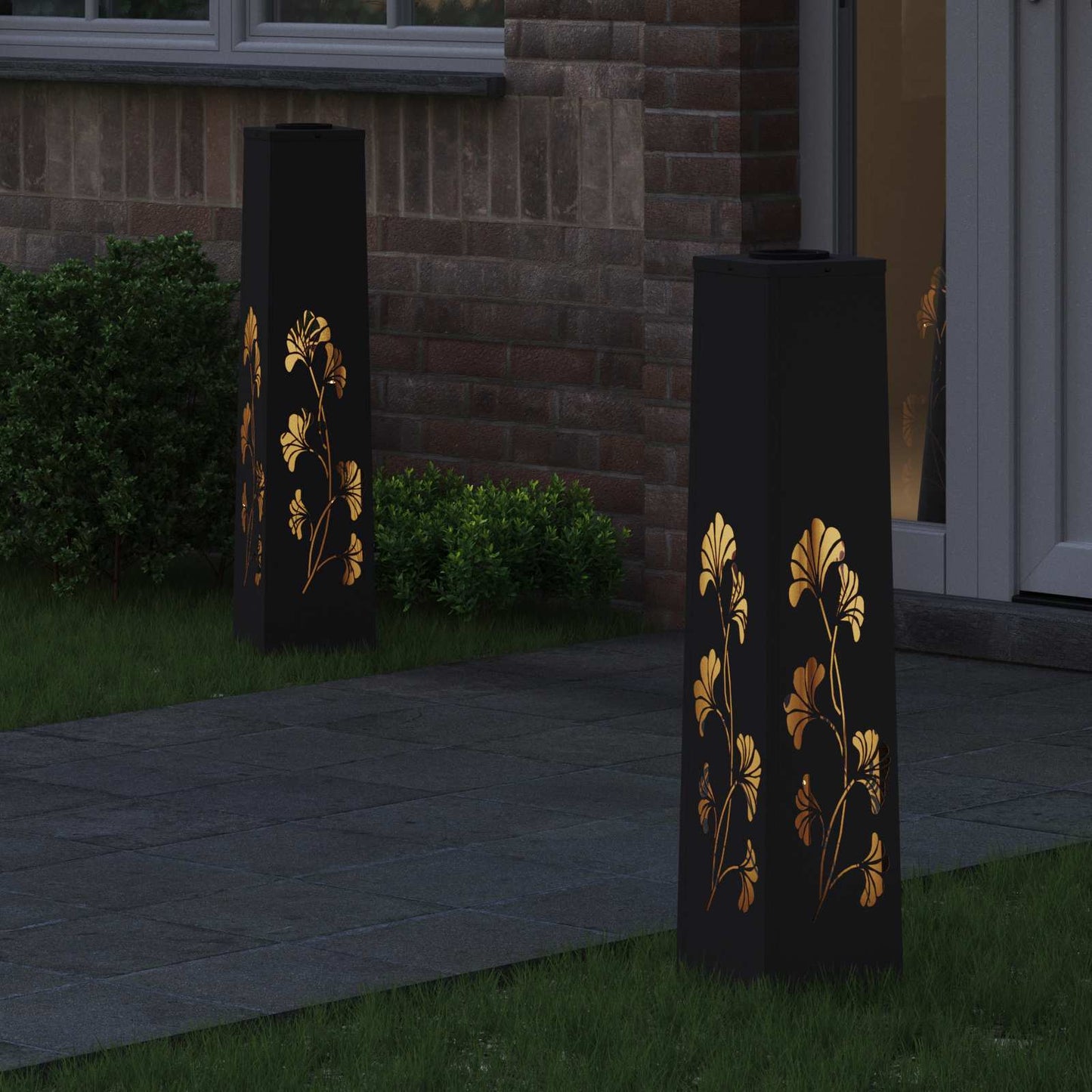 vidaXL Solar LED Pathway Light 2 pcs Warm White 18 x 18 x 80 cm 3