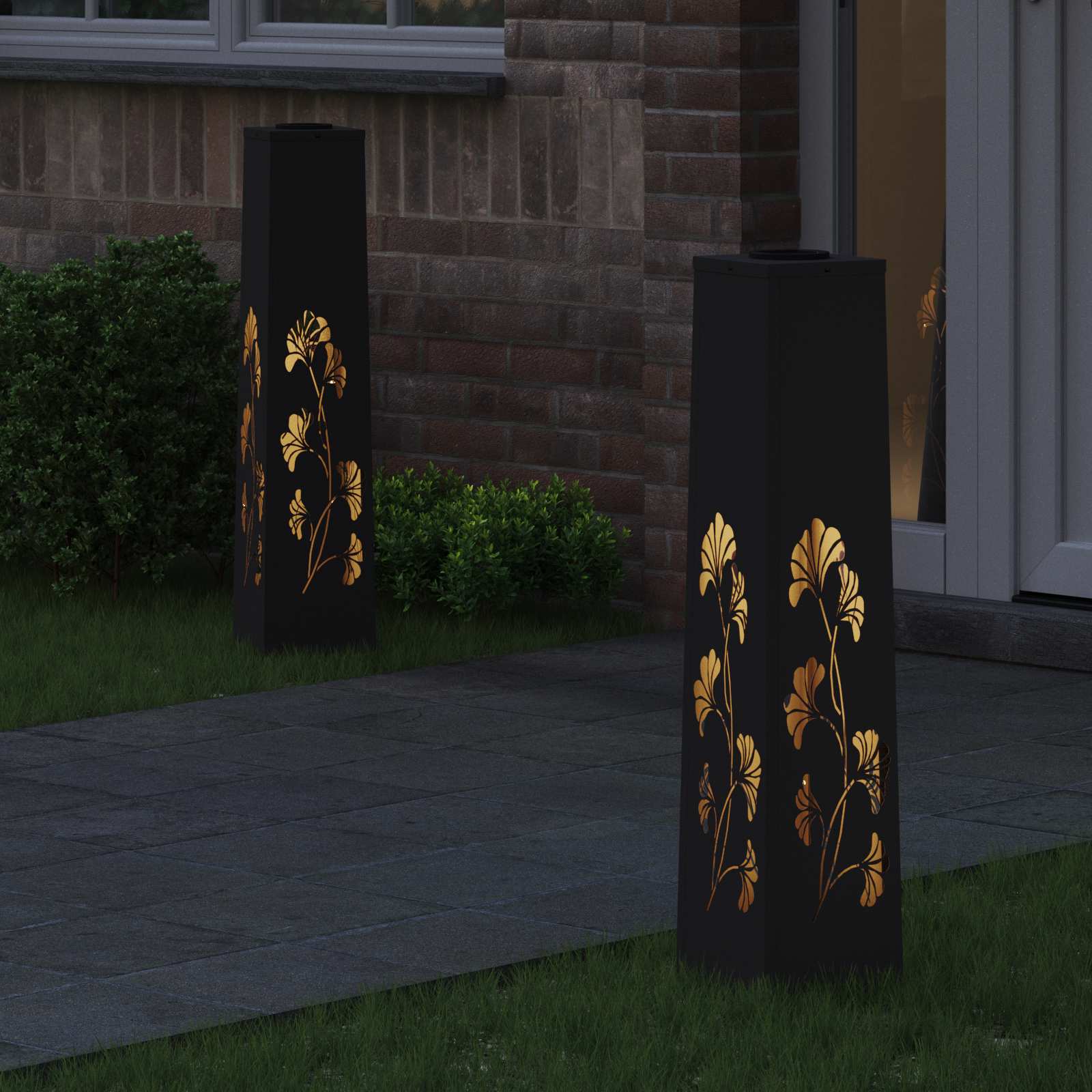 vidaXL Solar LED Pathway Light 2 pcs Warm White 18 x 18 x 80 cm 3