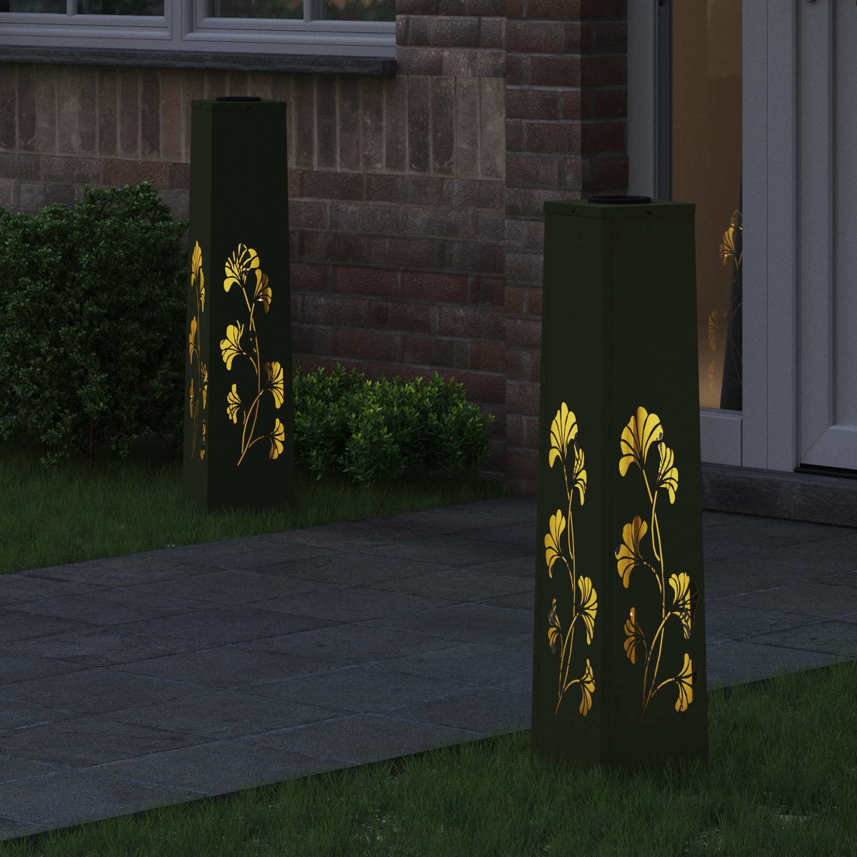 vidaXL Solar LED Pathway Light 2 pcs Warm White 18 x 18 x 80 cm 3