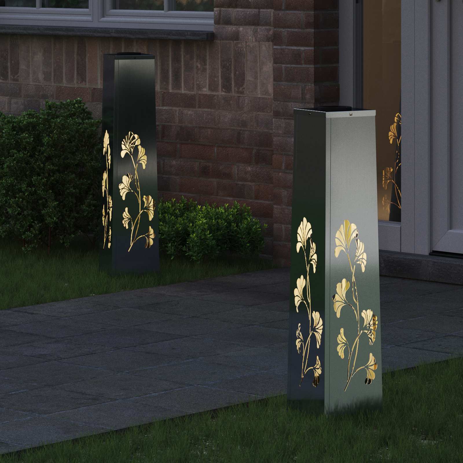 vidaXL Solar LED Pathway Light 2 pcs Warm White 18 x 18 x 80 cm 3