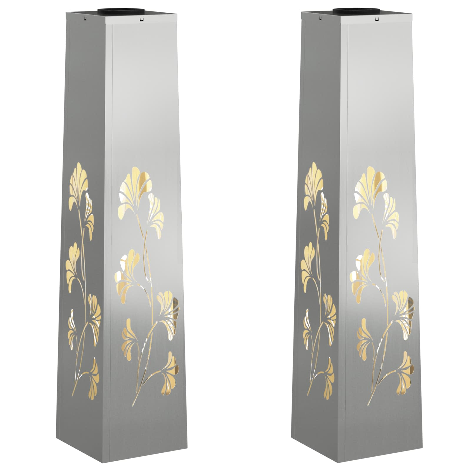 vidaXL Solar LED Pathway Light 2 pcs Warm White 18 x 18 x 80 cm 2