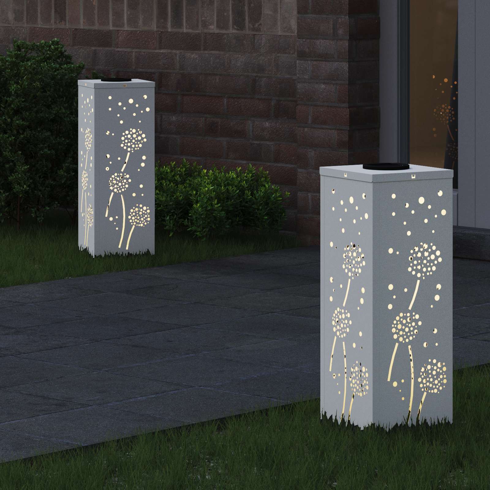 vidaXL Solar LED Pathway Light 2 pcs Warm White 18 x 18 x 50 cm 3