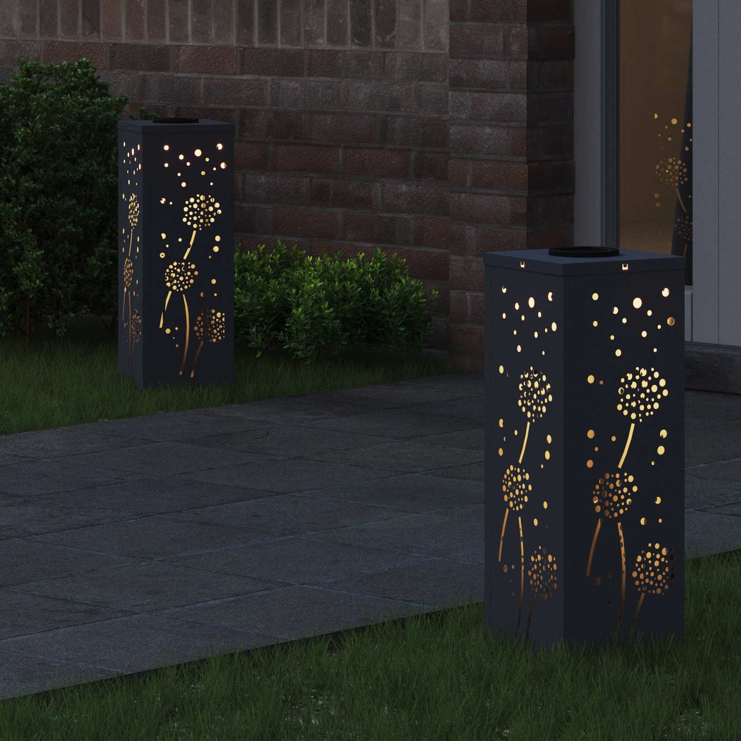 vidaXL Solar LED Pathway Light 2 pcs Warm White 18 x 18 x 50 cm 3