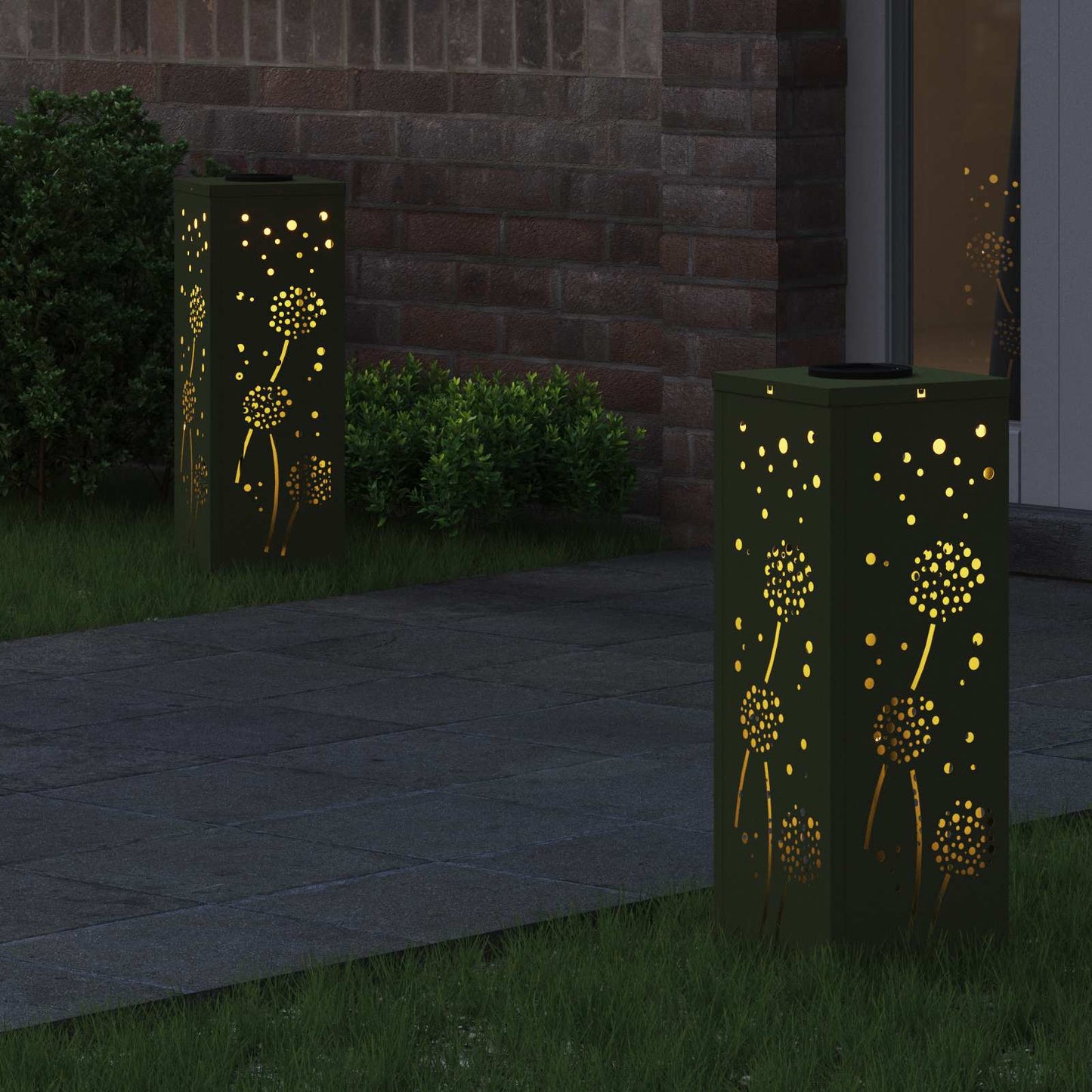 vidaXL Solar LED Pathway Light 2 pcs Warm White 18 x 18 x 50 cm 3
