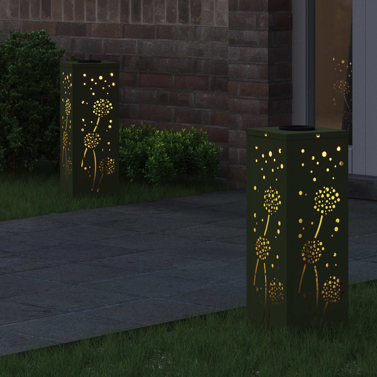 vidaXL Solar LED Pathway Light 2 pcs Warm White 18 x 18 x 50 cm 3