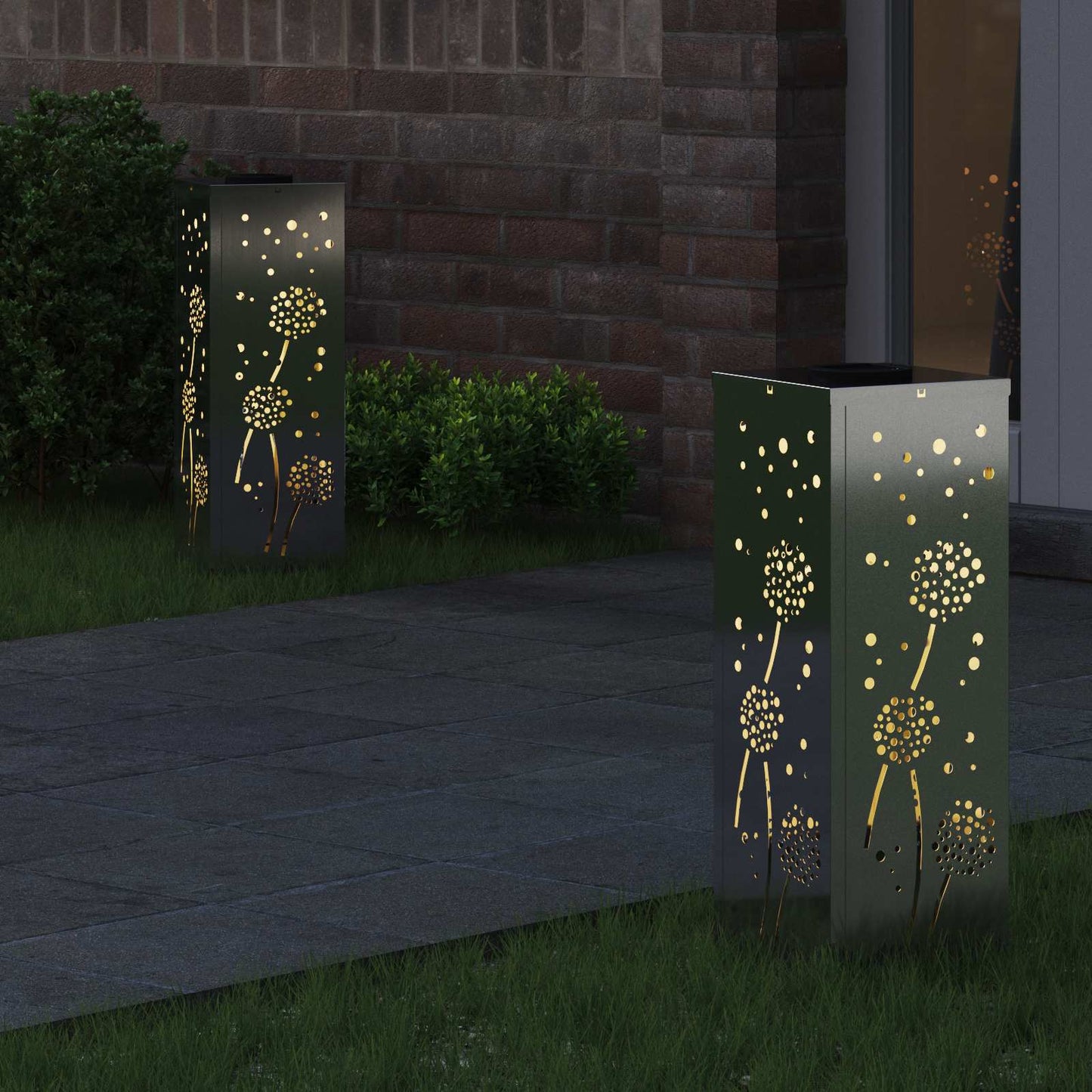 vidaXL Solar LED Pathway Light 2 pcs Warm White 18 x 18 x 50 cm 3