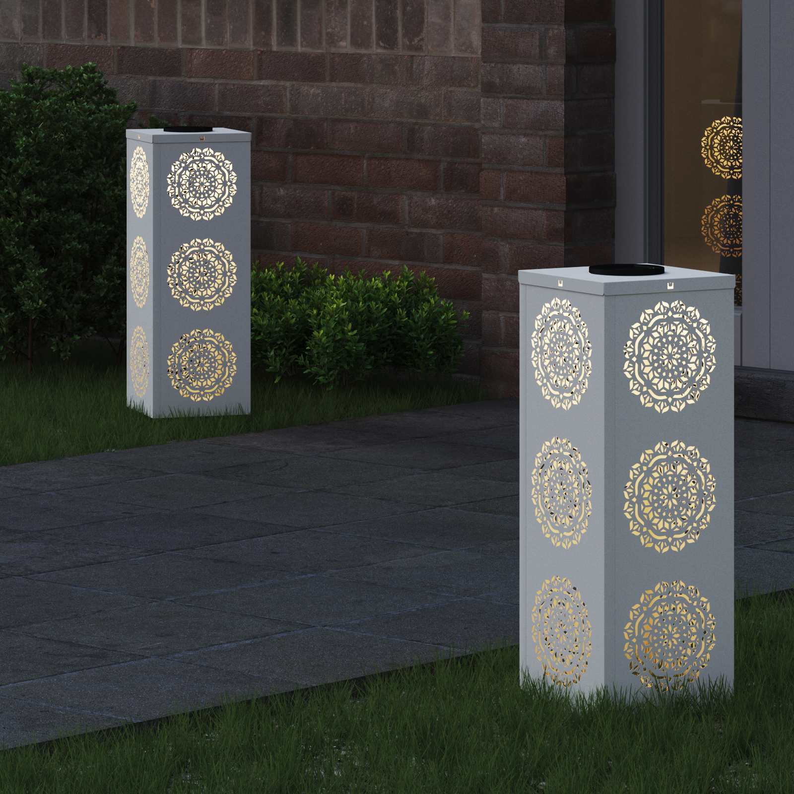 vidaXL Solar LED Pathway Light 2 pcs Warm White 18 x 18 x 50 cm 3