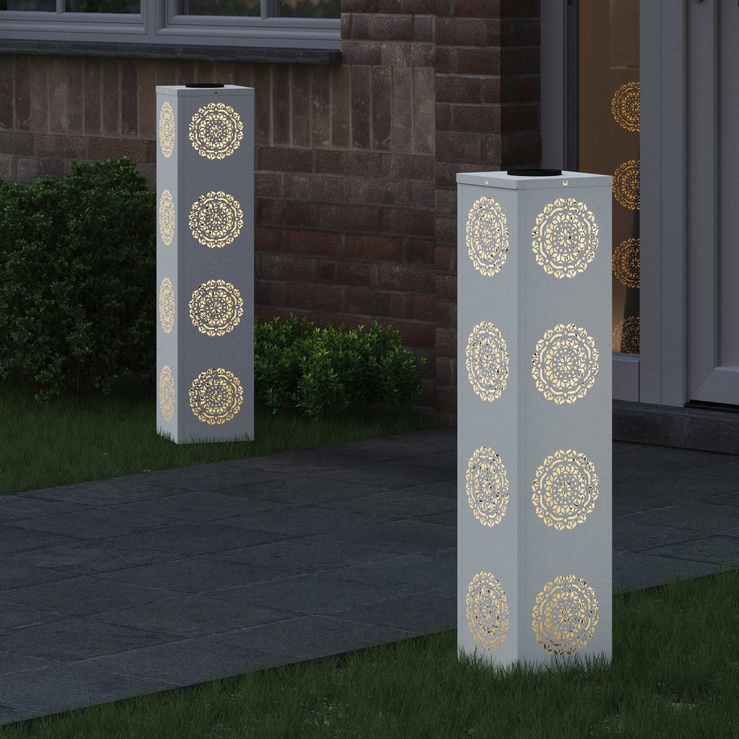 vidaXL Solar LED Pathway Light 2 pcs Warm White 18 x 18 x 80 cm 3