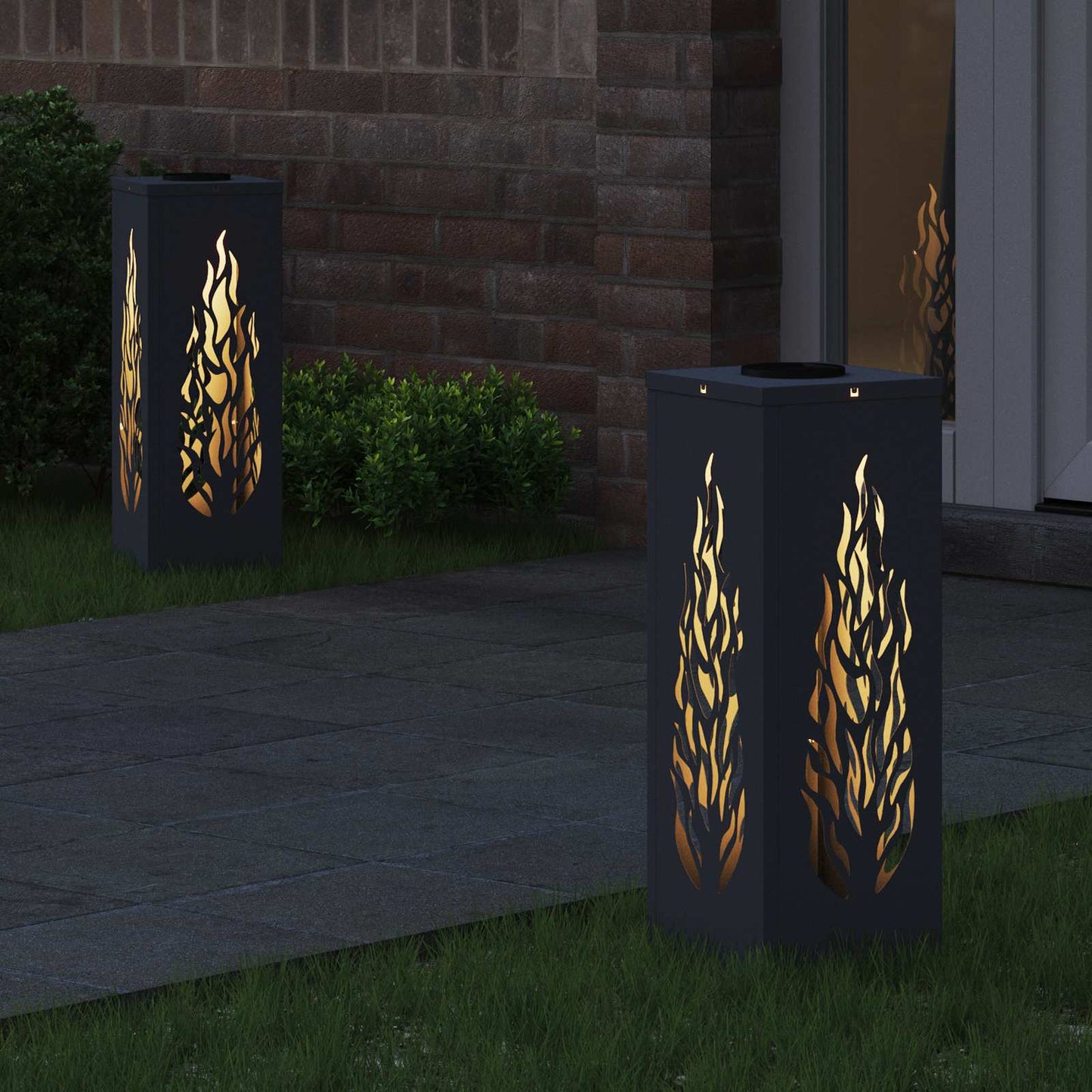 vidaXL Solar LED Pathway Light 2 pcs Warm White 18 x 18 x 50 cm 3