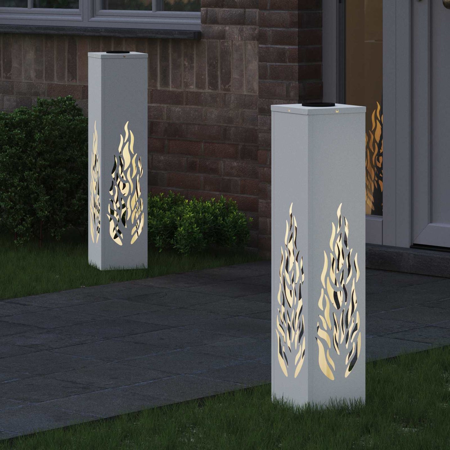 vidaXL Solar LED Pathway Light 2 pcs Warm White 18 x 18 x 80 cm 3