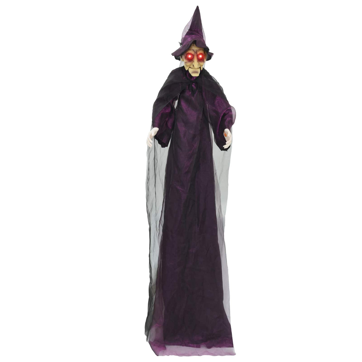 vidaXL Hanging Halloween Talking Witch Purple 216 x 125 cm Polyester 2