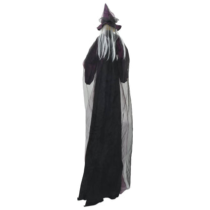 vidaXL Hanging Halloween Talking Witch Purple 216 x 125 cm Polyester 5