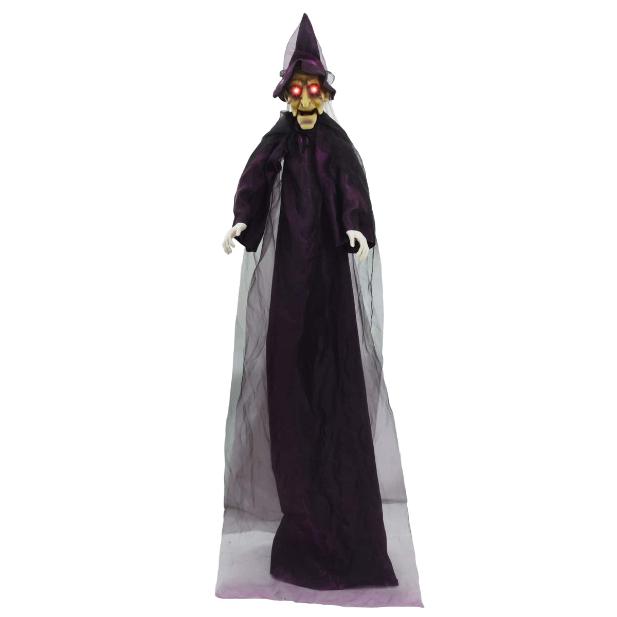vidaXL Hanging Halloween Talking Witch Purple 216 x 125 cm Polyester 4