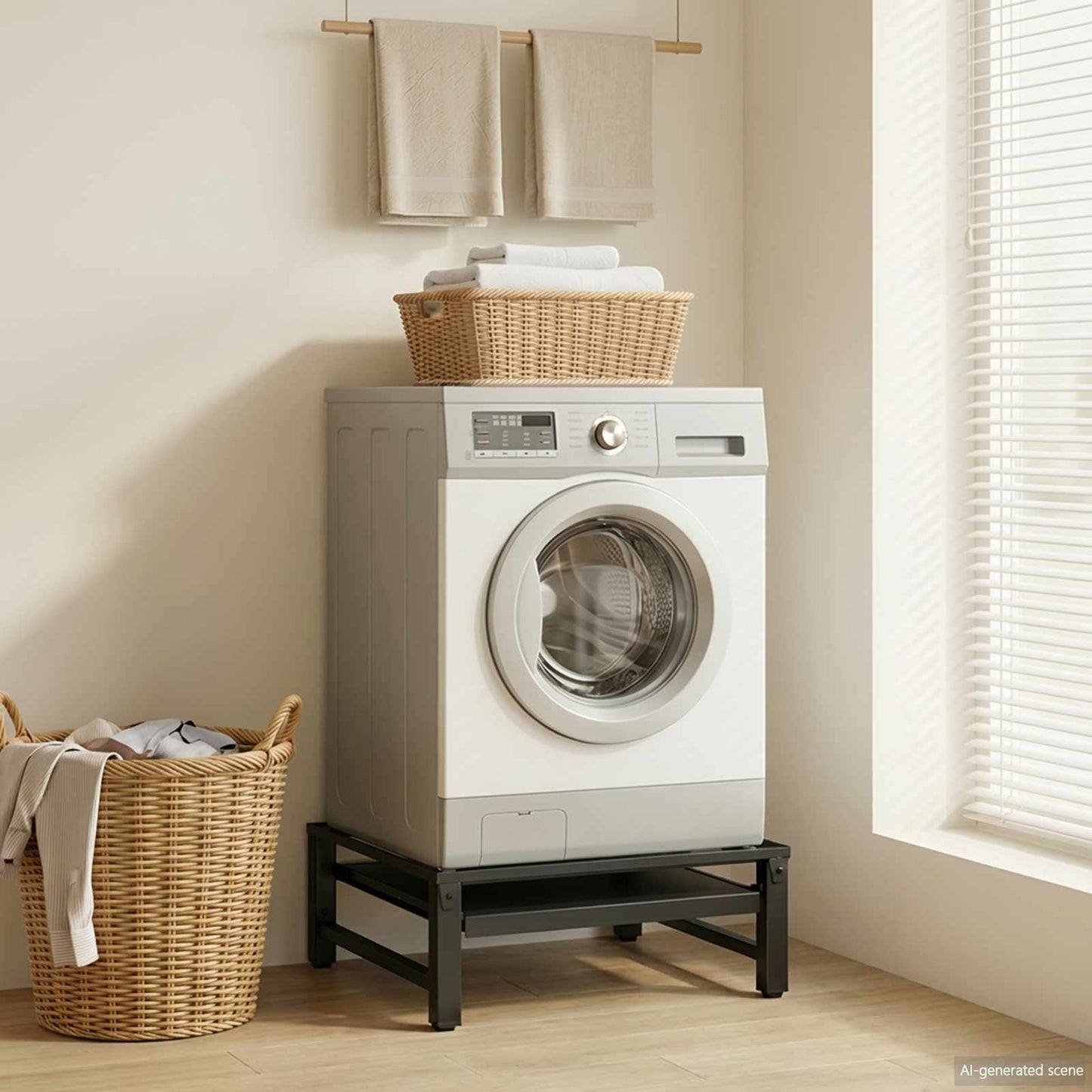 vidaXL Washing Machine Pedestal Black 62 x 60.5 x 32.5 cm Steel 1