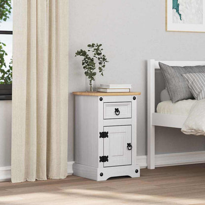 Bedside Table Corona White Solid Pine Wood