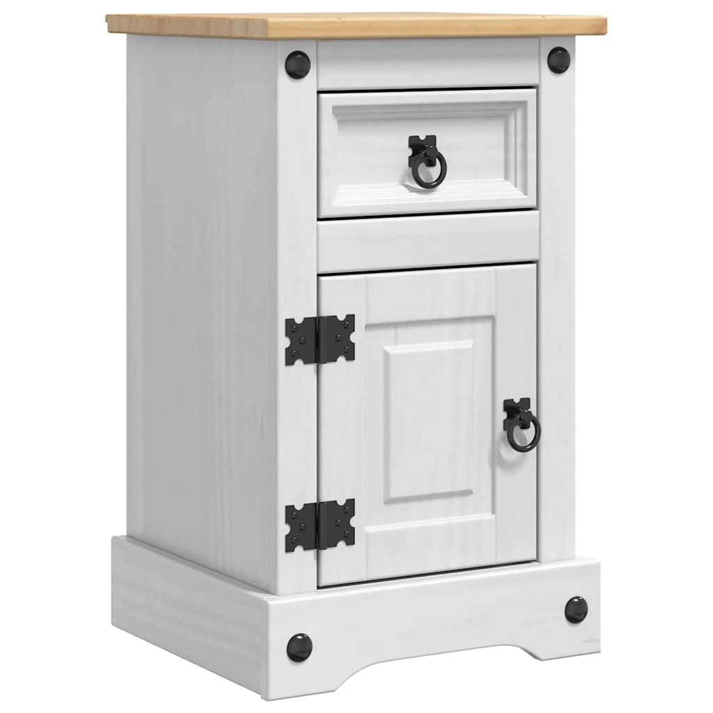 Bedside Table Corona White Solid Pine Wood