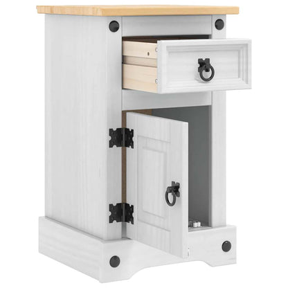 Bedside Table Corona White Solid Pine Wood