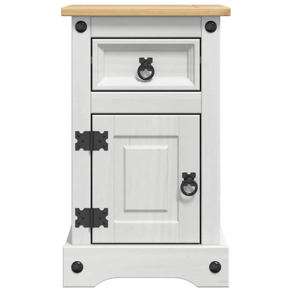 Bedside Table Corona White Solid Pine Wood