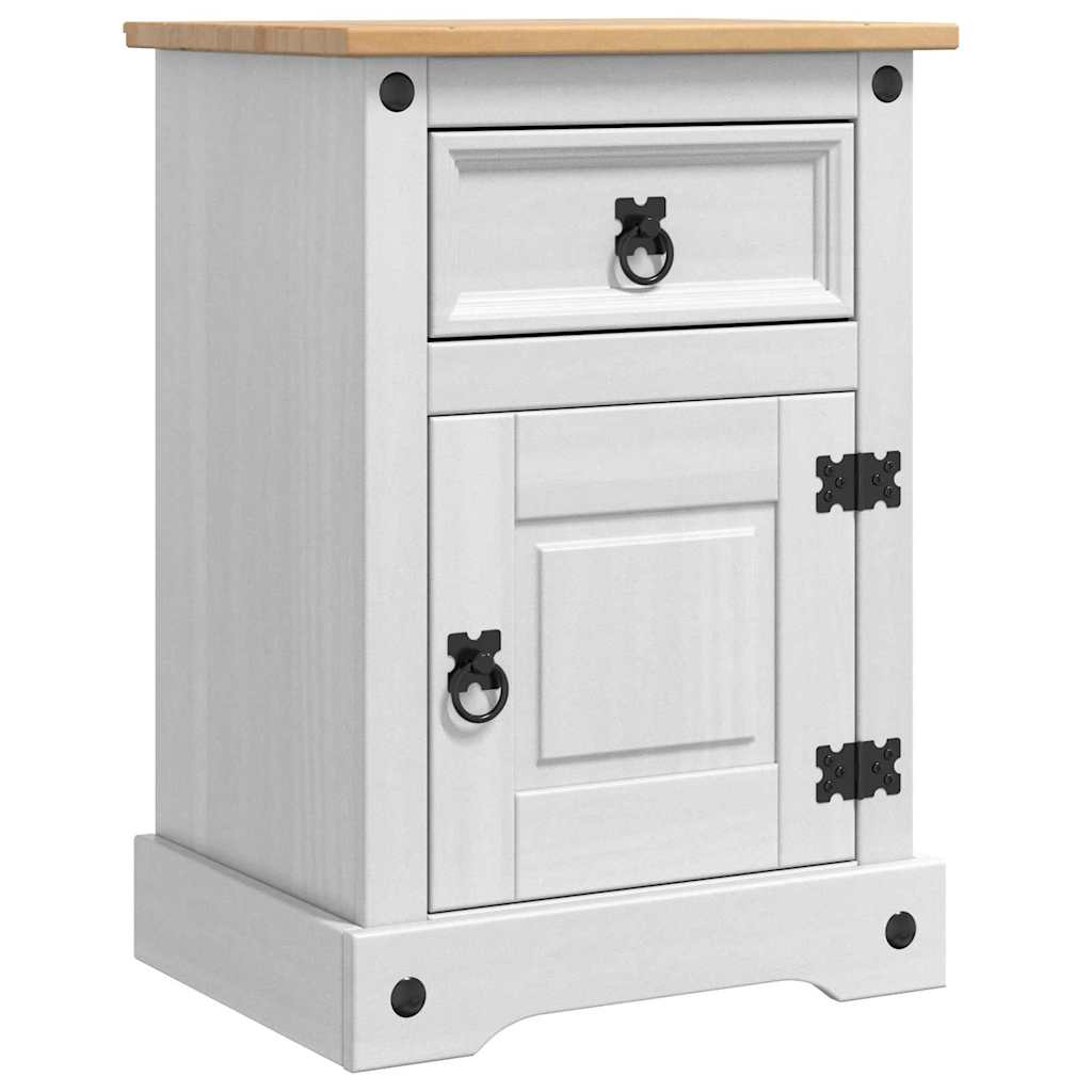 vidaXL Bedside Table Corona White 45 x 35 x 64 cm Solid Pine Wood 2