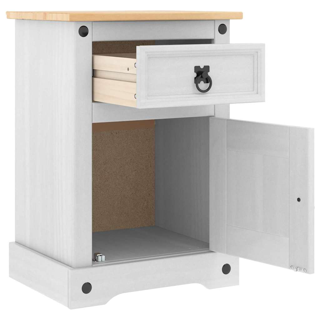 vidaXL Bedside Table Corona White 45 x 35 x 64 cm Solid Pine Wood 5