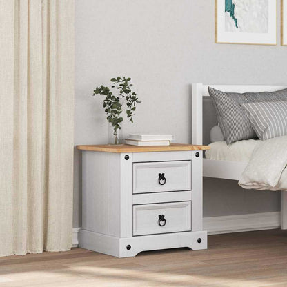 vidaXL Bedside Table Corona White 53 x 39 x 47 cm Solid Pine Wood 4