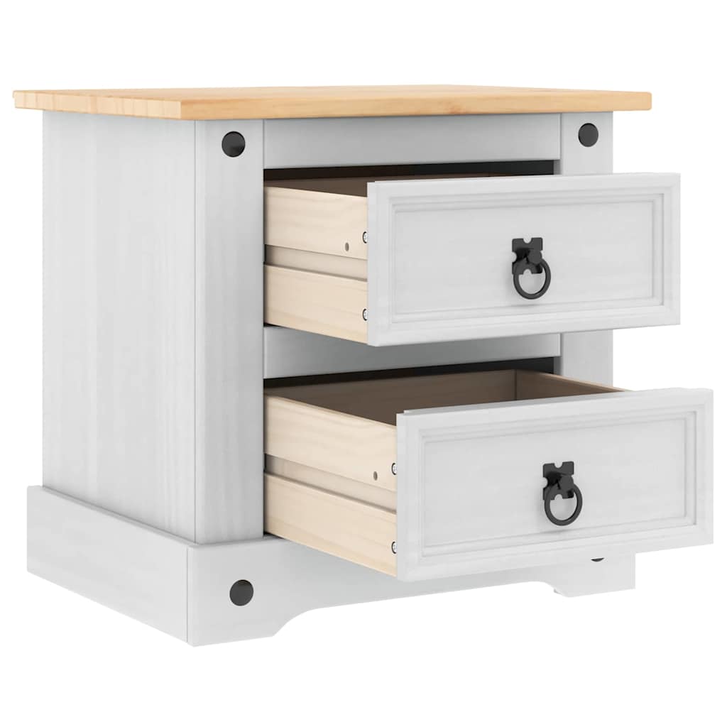 vidaXL Bedside Table Corona White 53 x 39 x 47 cm Solid Pine Wood 5