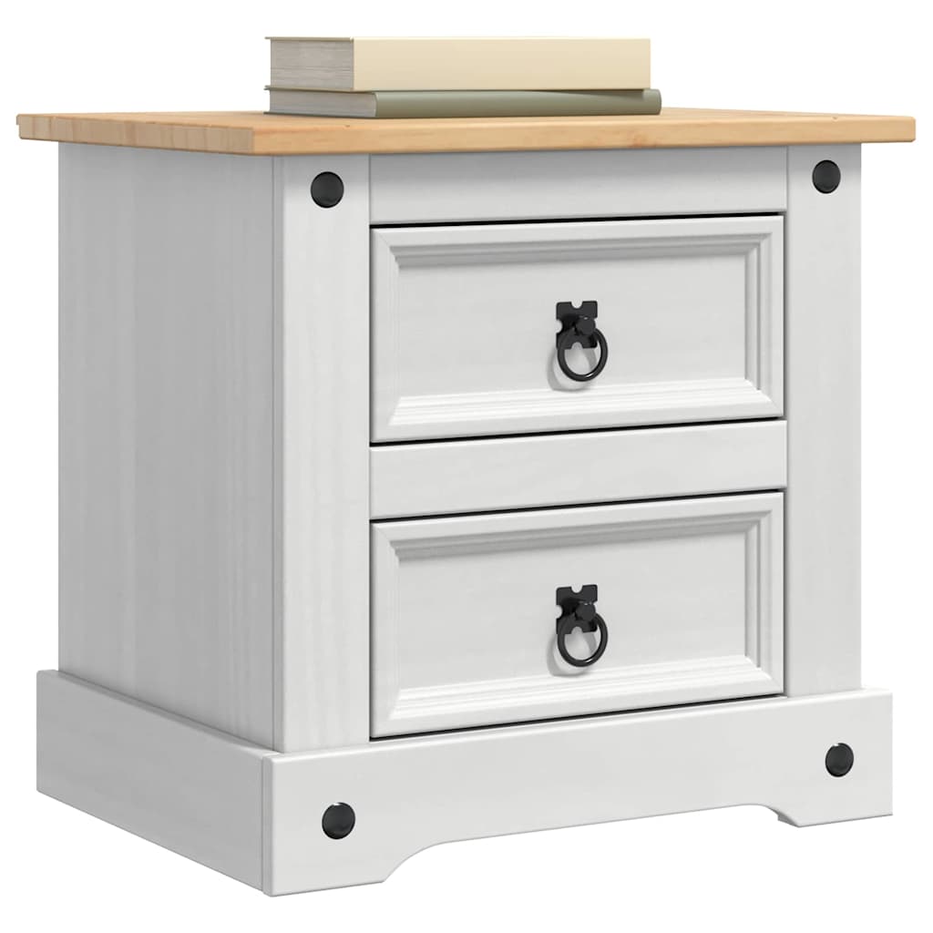 vidaXL Bedside Table Corona White 53 x 39 x 47 cm Solid Pine Wood 3