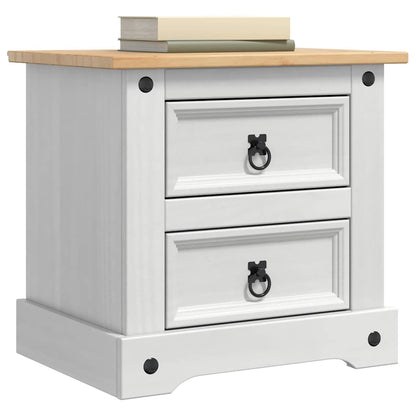 vidaXL Bedside Table Corona White 53 x 39 x 47 cm Solid Pine Wood 3