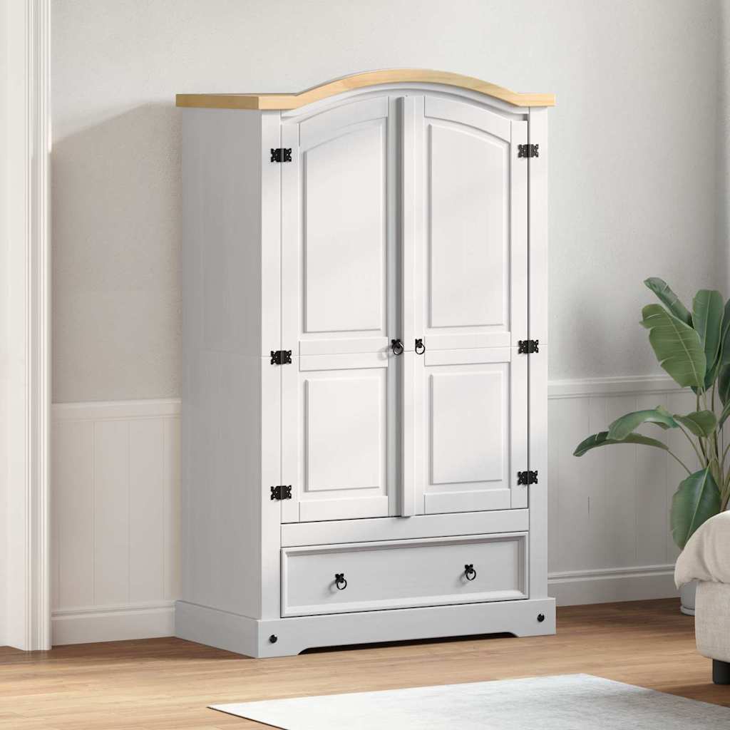 vidaXL Wardrobe CORONA White 101 x 52 x 170 cm Solid Pine Wood 1