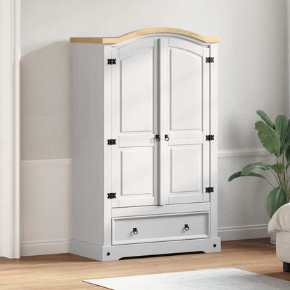 vidaXL Wardrobe CORONA White 101 x 52 x 170 cm Solid Pine Wood 1